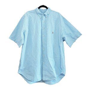 Ralph Lauren Short Sleeve Blue White Checkered Button Down Shirt 2XLT